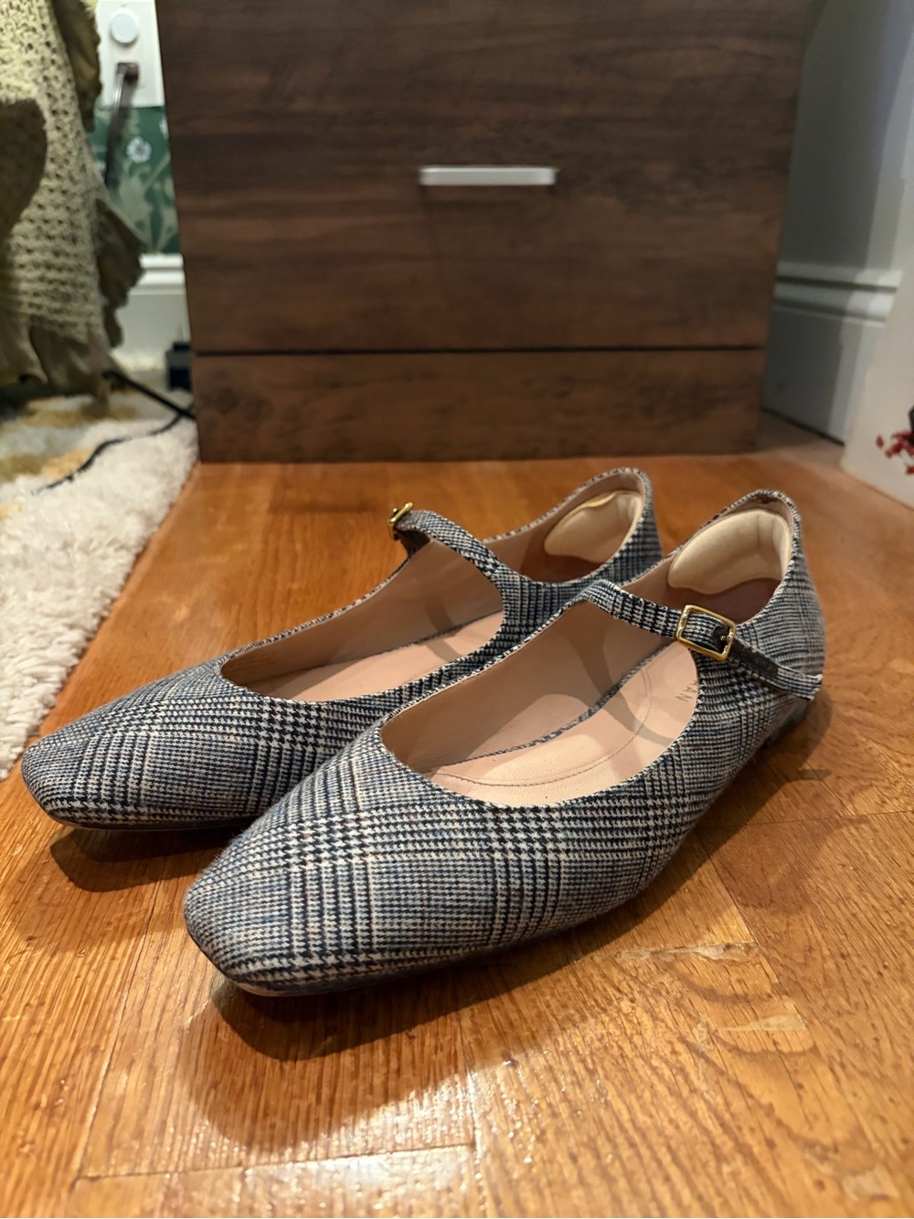 Cole Haan Houndstooth Mary Jane Flats in Black & White